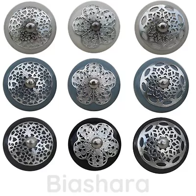 CERAMIC DOOR KNOBS CLASSY Cupboard Handles Drawer Pulls Metal Cut Out Baroque • £2.60