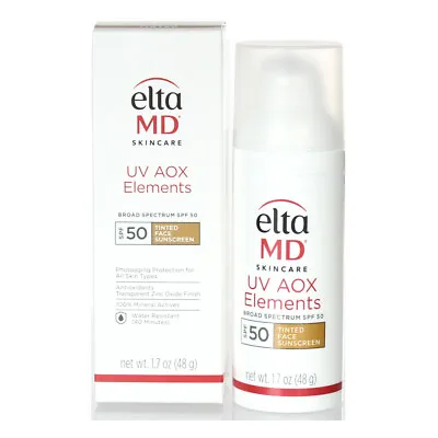 Elta MD UV AOX Elements Broad Spectrum SPF 50 Tinted 1.7oz/48g NEW IN BOX • $39.99