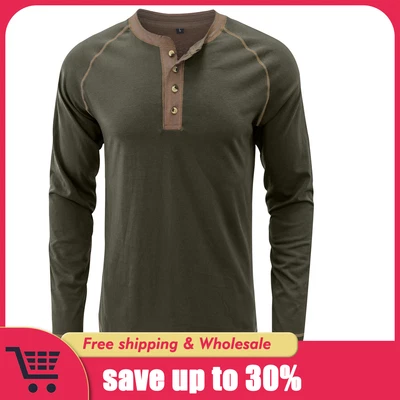 $19.99 • Buy Men's Long Sleeve 4 Button Henley Cotton Pullover Winter Thermal Undershirt Tee