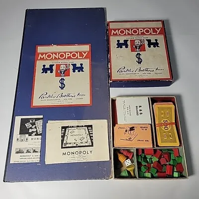 Monopoly Board Game Vintage 1936 Rare Htf Wood Pieces W Instructions Wow Look • $198.94