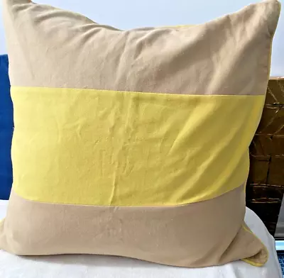 Michael Kors Two Euro Pillow Sham Square 100% Cotton Yellow Brown EUC • $34