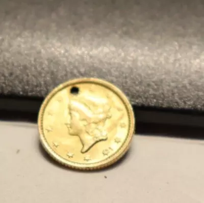 1853 US $1 Gold Piece Type1 Unc Details (Hole) • $199.99