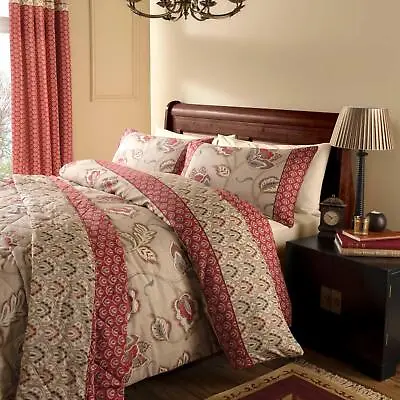 Catherine Lansfield Kashmir Red Duvet Covers Paisley Quilt Cover Bedding Sets • £19