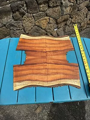 Bookmatched Live Edge Curly Koa Wood 4 Pieces 8”x6-8”x4mm • $53.60