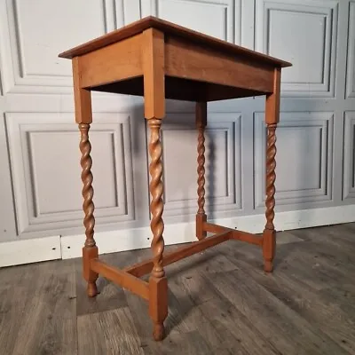 Antique Wooden Barley Twist Hall Console Telephone Plant Table - Oak Side • £119.99