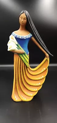 Vintage Las Marias Tonala Ceramic Woman With Lilies Figure Mexican Folk Art New • $85