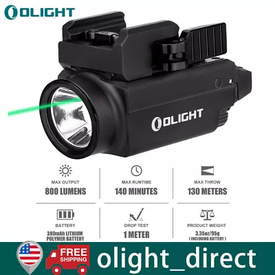 OLIGHT Baldr S Green Laser Rechargreable Tactical Light 800-Lumen Rail Mounted • $129.95