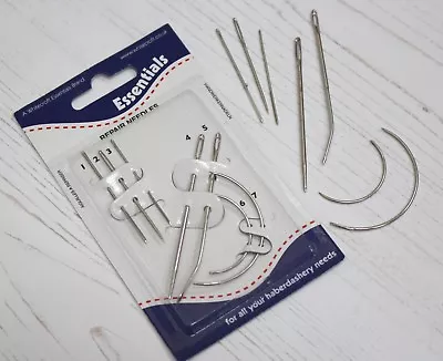 £2.70 • Buy Assorted Set Of Repair Hand Sewing Needles Curved & Straight X7 Needle Pack