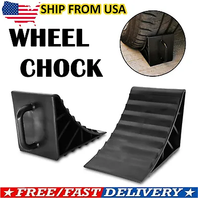 $14.99 • Buy X2 Tire Stopper Wheel Chocks Blocks Heavy Duty For Car Truck Rv Camper Trailer