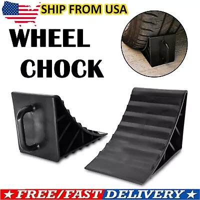 $14.99 • Buy X2 Tire Stopper Wheel Chocks Blocks Heavy Duty For Car Truck Rv Camper Trailer