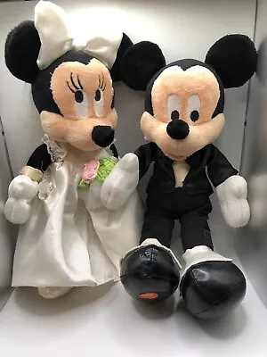 Disney Store Mickey Minnie Bride Groom Wedding Plush Couple Plays Music 11” • $9.99