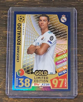 2017-18 Topps Match Attax Soccer Cristiano Ronaldo Gold Limited Edition Madrid • $12.99