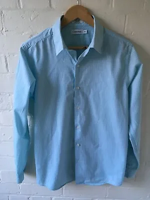 Calvin Klein Baby Blue Stripe Shirt   P2P 21 Inches Says 20 / Medium • £4.95