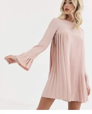 $25 • Buy Bnwt Asos Pink Pleated Dress Size 12