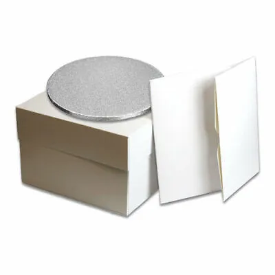 Cake Box With Lid And Cake Board 3mm OR Drum12mm Thick 8 10 12 14  & 16  Inch • £4.99