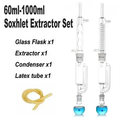 60ml-1000ml Glass Soxhlet Extractor Kit For Laboratory With Spherical Condenser • $158.83