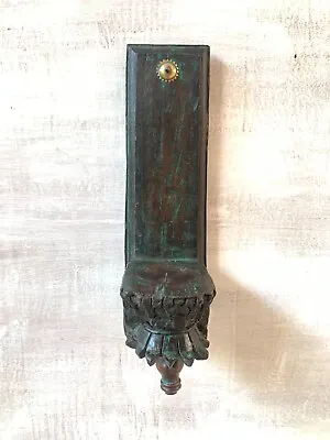 Antique Wooden Wall Hanging Candle Holder/Old Hand Carved Rustic Wall Decor/Home • £159.60