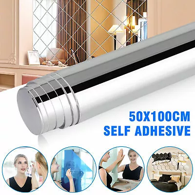 Mirror Reflective Kitchen Wall Stickers Self Adhesive Tile Film Paper Home Decor • $11.98