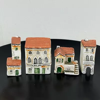 Vilhar Croatia Hand Painted Ceramic Miniature Village Houses Buildings 4 Pc. • $39.99