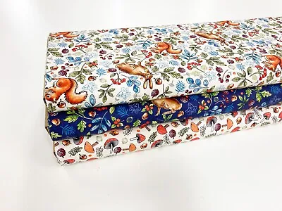 Autumn Woodland Cotton Fabric Nature Trail Animals For Patchwork Craft • £3.95