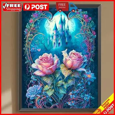 5D DIY Full Round Drill Diamond Painting Rose And Castle Kit Home Decor • £7.38