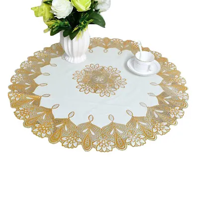 Oil-proof Table Cover Round Tablecloth Coffee Lace Restaurant Wash Tablecloth FB • £9.82