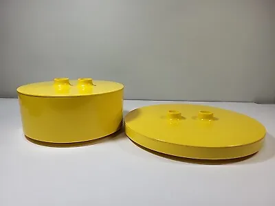 VTG Yellow Heller Massimo Vignelli Serving Bowl & Plate With Covers MCM • $64.99