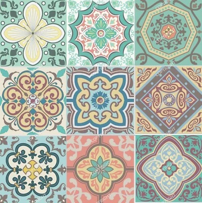 £0.99 • Buy 27pcs Traditional Tile Transfers Stickers Wall Vintage Victorian Moroccan Mosaic