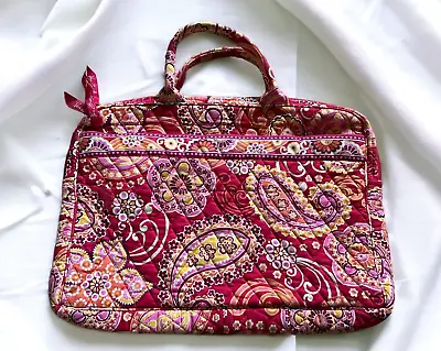 Vera Bradley Raspberry Fizz Paisley Laptop Bag Briefcase Pink Fuchsia Tote • $24.99