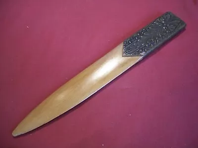 Vintage Wood Letter Opener With Leather Wraped Handle • $11.99