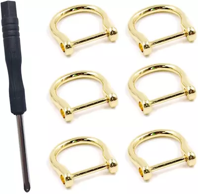 6 Pieces Metal D Ring Screw In Shackle Horseshoe Buckle U Shape D Ring Metal Hoo • $13.40