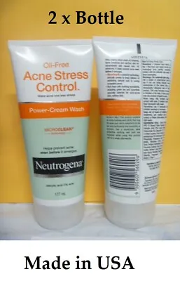   2 X Neutrogena Acne Stress Control Power Cream Wash Deep Clean 177g NEW • $17.90