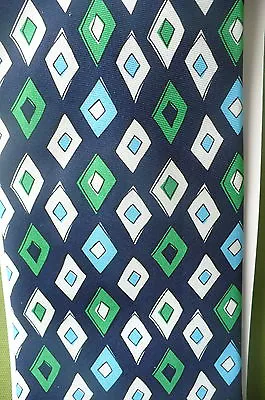 Baekgaard Vera Bradley Geometric Blue Green Diamond Mosaic Silk Tie RARE Retired • $24.99