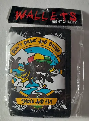 New  Don't Drink & Drive Smoke & Fly   Rasta Hemp Unisex Trifold Black Wallet • £9.99