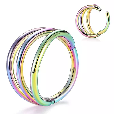 $0.99 • Buy 1× 4 Colors Septum Clicker Nose Ring Hoop Stud Earring Body Piercing Jewelry 16g