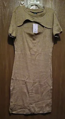 Wild Fable Size M Womens Short Sleeve Cut Out Ribbed Knit Dress Light Brown New  • $9.99