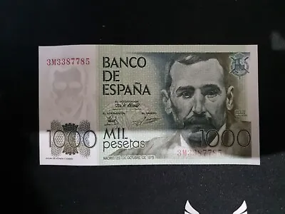 1979 Banco De España Spain - 1000 Pesetas Banknote  No. 3M 3387785 - Crisp • £6