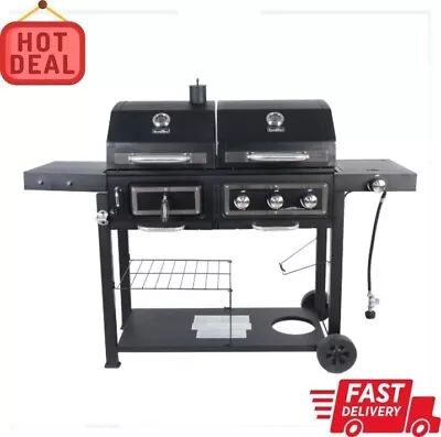 Charcoal/Gas Grill Large Cooking Space Dual Fuel Side Burner Outdoor Cooking • $299.99