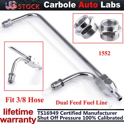 Chrome Dual Feed Fuel Line For Holley Carburetor 4150 Double Pumper 3/8 Hose SBC • $15.85