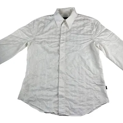 Just Cavalli Made In Italy White Jacquard French Cuff Shirt Size 52 Roberto • £19.95
