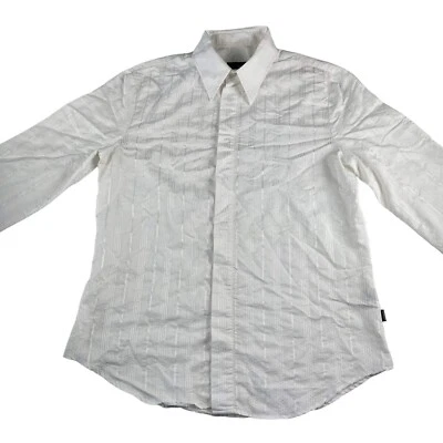 Just Cavalli Made In Italy White Jacquard French Cuff Shirt Size 52 Roberto • £19.95