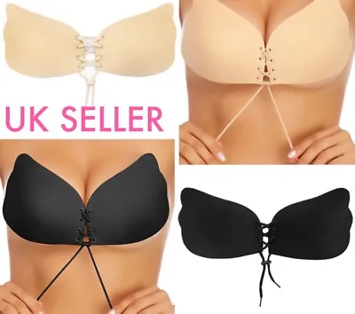 £2.99 • Buy Adhesive Invisible Silicone Strapless Backless Stick On Bra Reusable And Lift UK