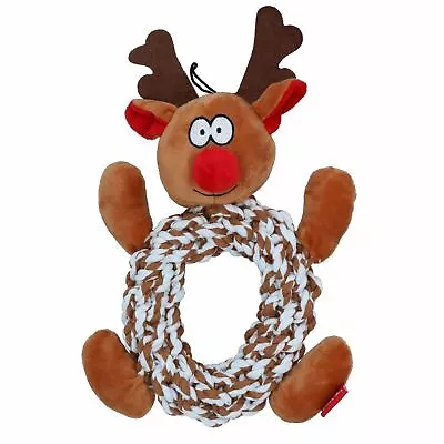 £12.50 • Buy Dog Christmas Gift Knottie Ring Reindeer Squeaky Plush Rope Play Toy Present