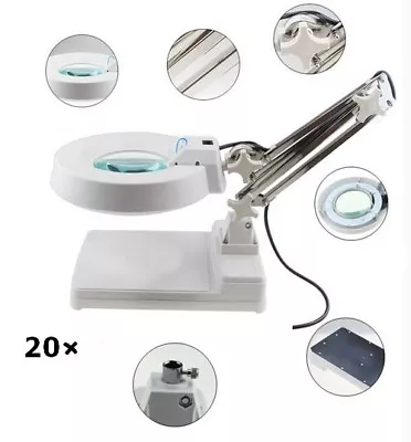 20X Magnifier LED Lamp Light Magnifying White Glass Lens Desk Table Repair • $86.45