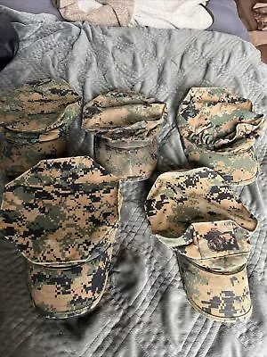 Lot Of 5 Used USMC Marine Corps MARPAT Garrison 8 Point Covers Hats • $12.95