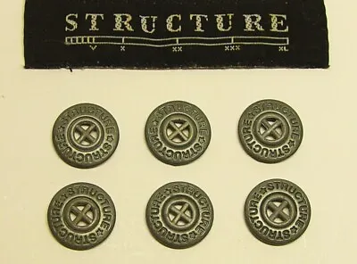 STRUCTURE Replacement Buttons 6pcs GRAY 4-hole Metal Disc Good Used Condition • $18.85