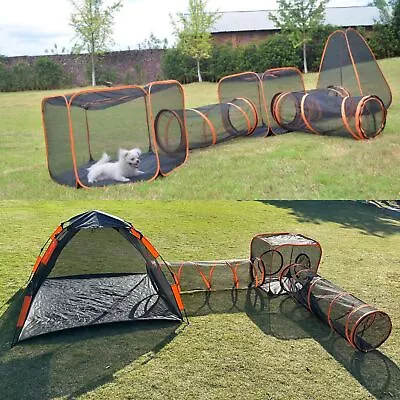 Portable Pet Cat Dog Playpen Play Tent Tunnel Compound House Outdoor Enclosure • $69.97