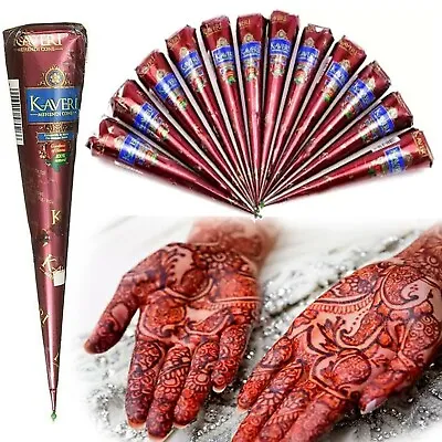 Kaveri Henna Natural Mehendi Cones Temporary Body Art Tattoo Mehendi Cone Brown • $52.13