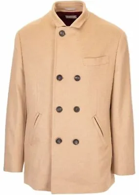 Authentic BRUNELLO CUCINELLI Italy Double Breast Beige  Vicuna Cashmere Coat 56 • $3500