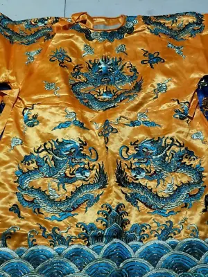  Dragon Design Dragon Robe Chinese Qing Dynasty Emperors Formal Dress Embroidery • $162.83